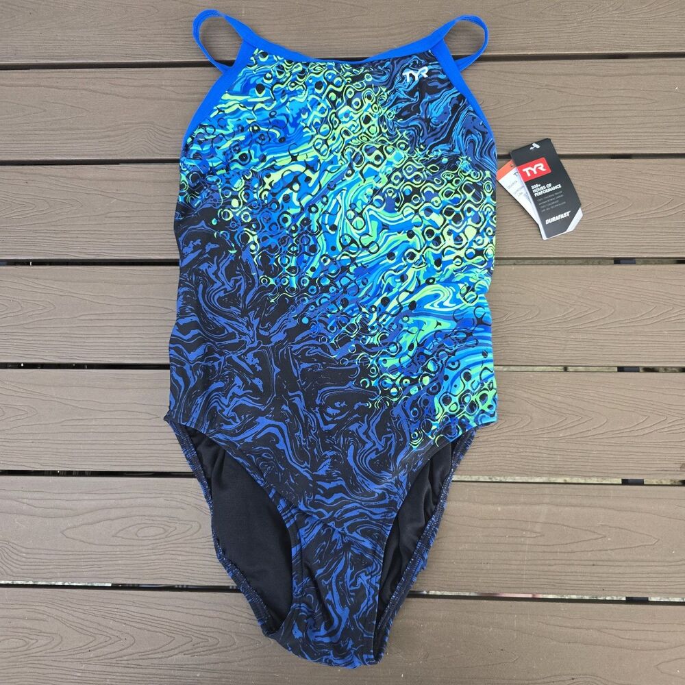 TYR Women's Durafast Elite Chroma Multicolor One Piece Swimsuit SZ 34 New